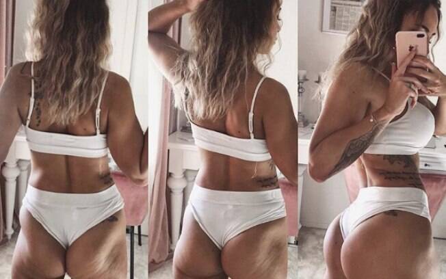 Influenciadora mostra a realidade do corpo perfeito no Instagram e incentiva mulheres a se aceitarem