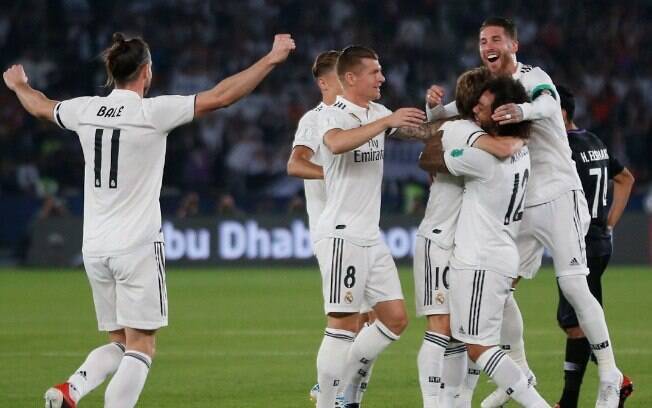 Real Madrid comemora gol na final do Mundial de Clubes