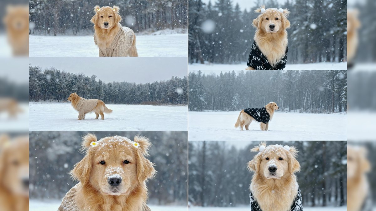 Golden faz ensaio na neve Golden faz ensaio na neve