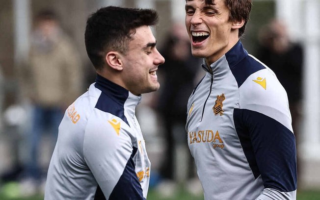 Jogadores da Real Sociedad durante treinamento da equipe - Foto: Divulgação/Real Sociedad