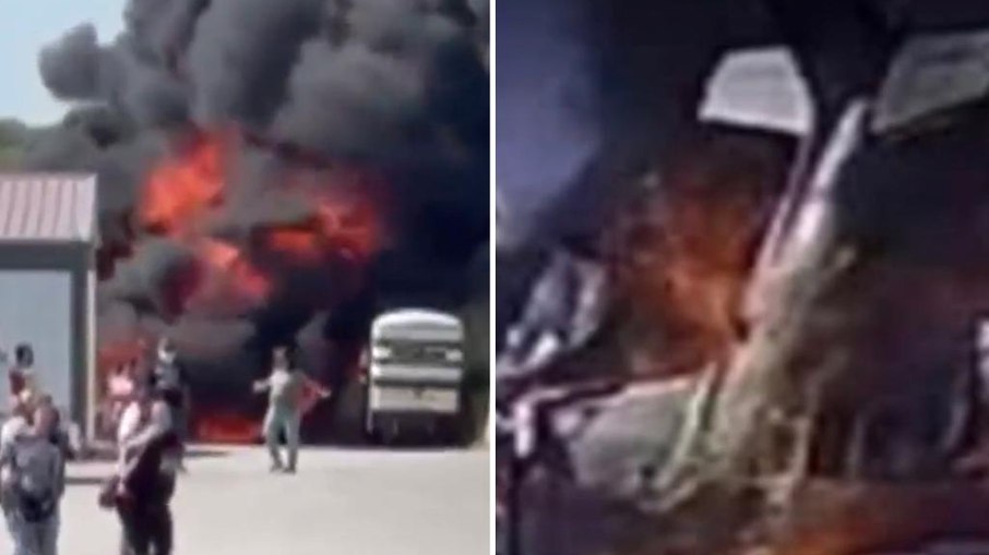 Avião cai no Texas, atinge caminhão e explode Avião cai no Texas, atinge caminhão e explode