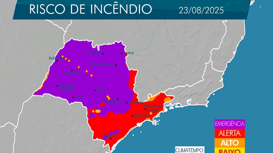 Previsão do Mapa de Fogo da Defesa Civil para sábado (23)