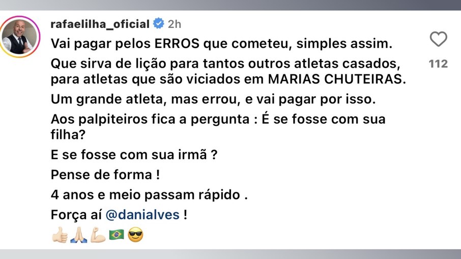 Print do comentário de Rafael Ilha no post de Reinaldo Gottino