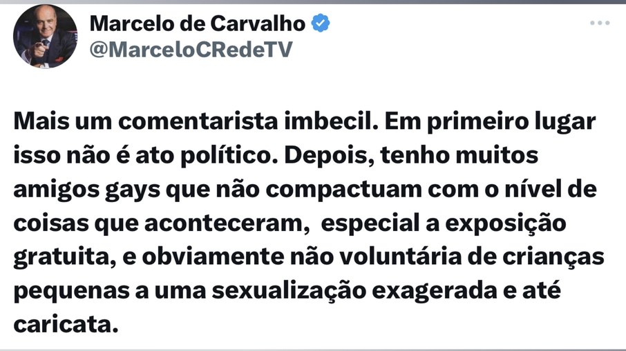 Print do post de Marcelo de Carvalho no X, antigo Twitter