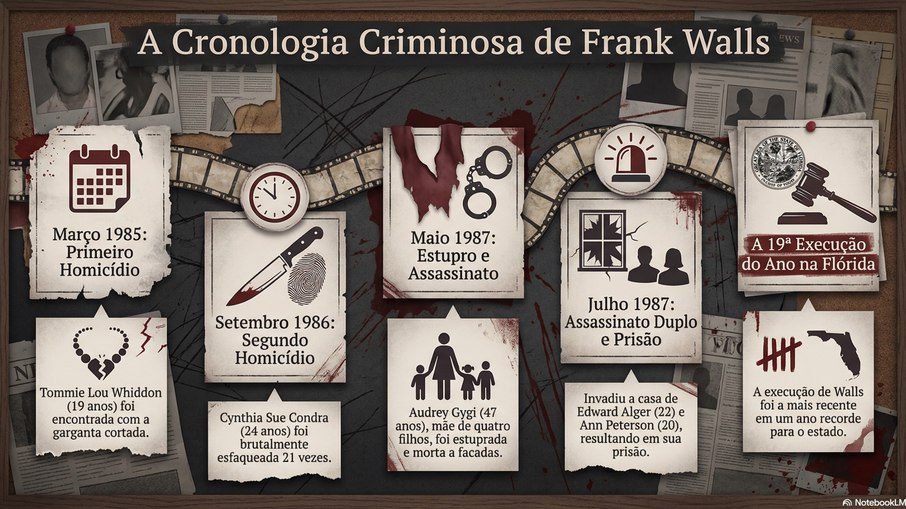 Cronologia dos crimes do Serial Killer executado nesta quinta (18), na Flórida Cronologia dos crimes do Serial Killer executado nesta quinta (18), na Flórida