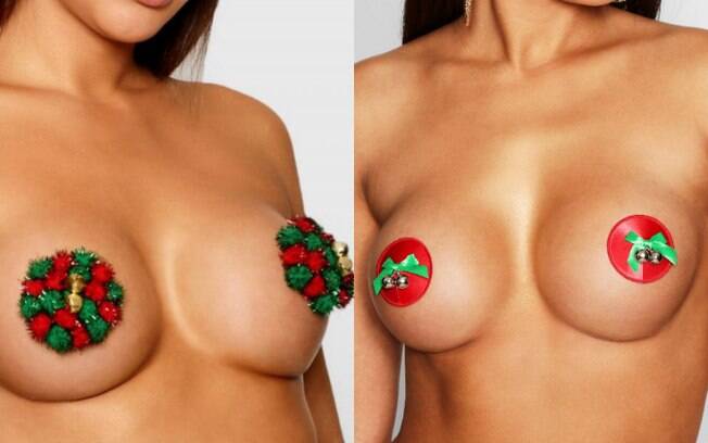 Os enfeites de Natal que são adesivos para colar nos seios estão sendo vendidos por uma marca britânica pela internet