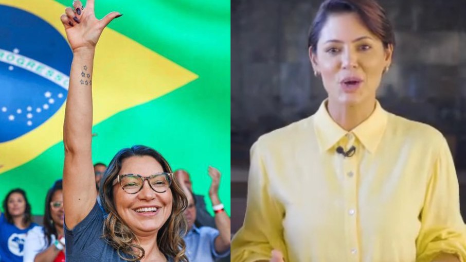 Michelle Bolsonaro chora ao falar de ataque à filha 