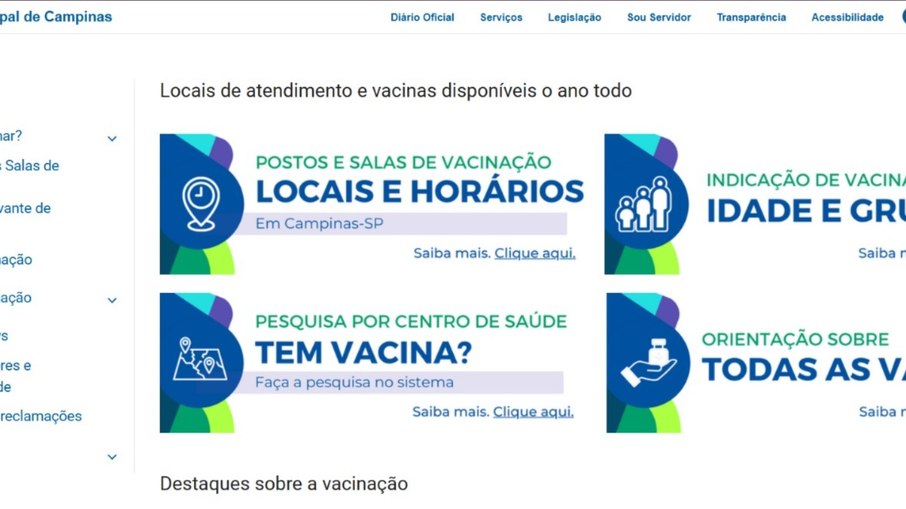 Informações estão disponiveis no Portal de Vacinas no site da Prefeitura