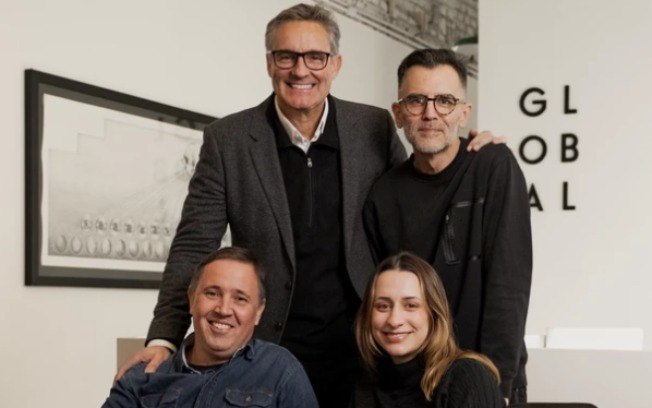 Roberto Simões, Alexandre Skowronsky, Jordana Rosa e Vini Marques, da Global Roberto Simões, Alexandre Skowronsky, Jordana Rosa e Vini Marques, da Global