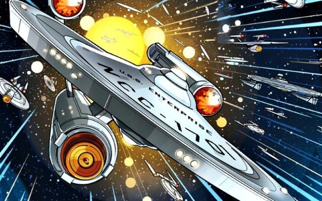 O que a nave Enterprise de Star Trek está fazendo nas HQs de Star Wars?