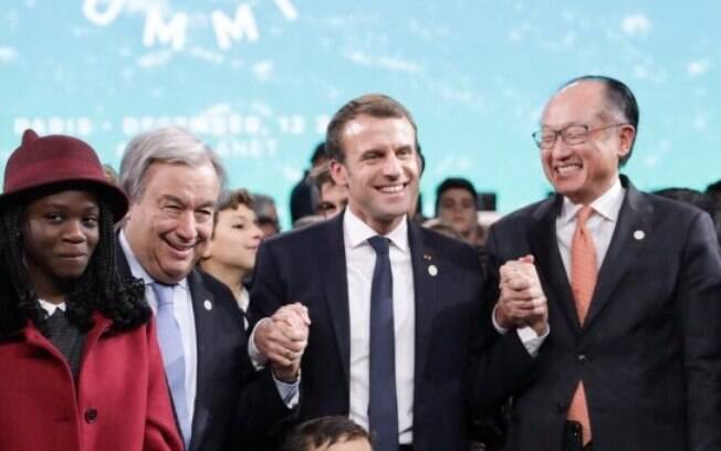 O presidente da França, Emmanuel Macron, foi o anfitrião do encontro sobre o clima, dois anos após o Acordo de Paris