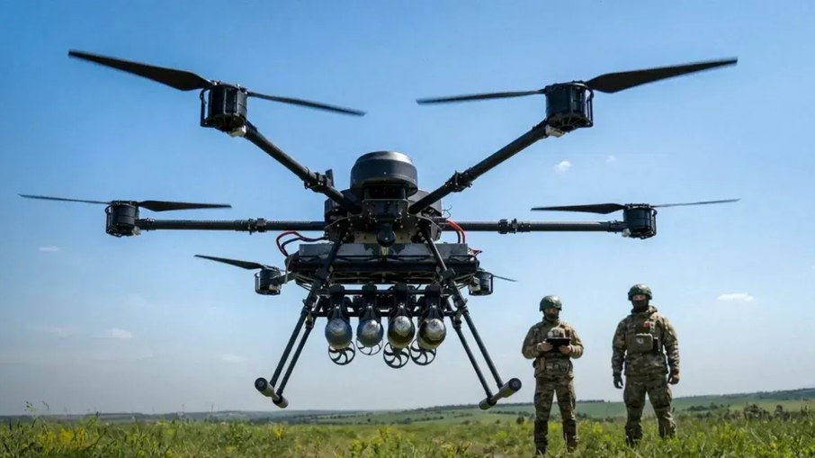 Drones são usados nos combates junto a veículos terrestres