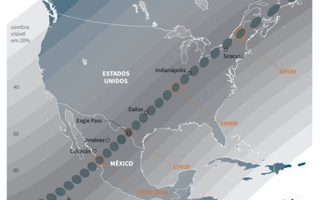 Eclipse solar total atravessa a América do Norte
