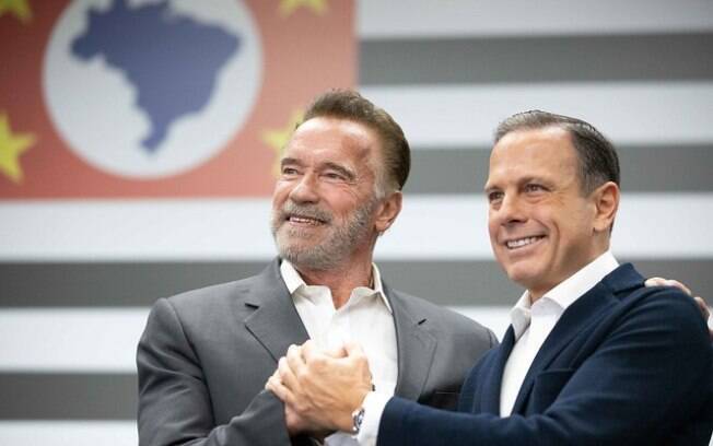 Arnold Schwarzenegger participou de uma reunião com o governador de São Paulo, João doria