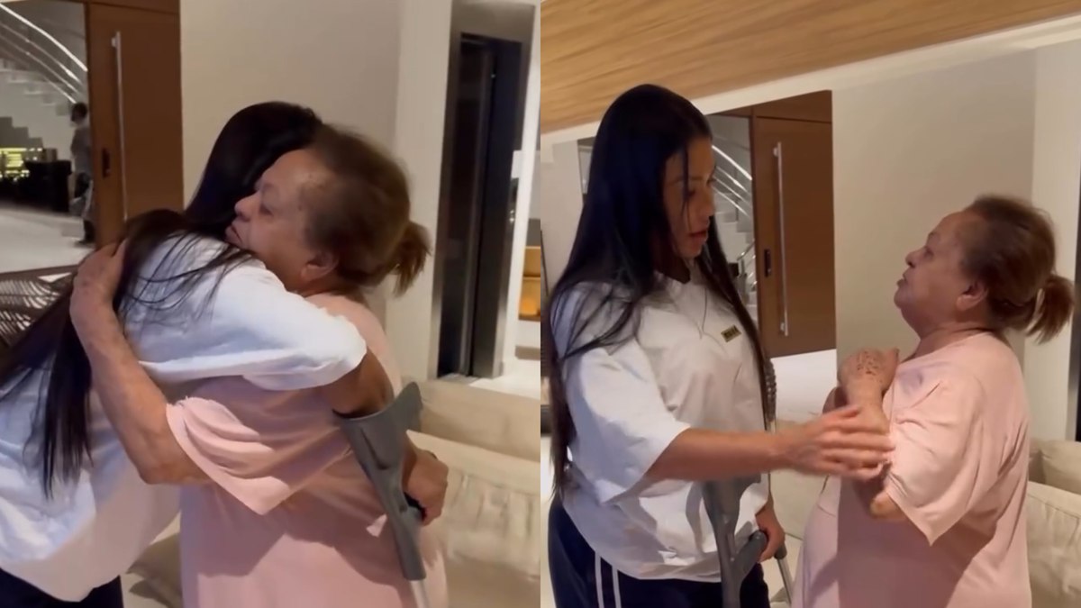 Gracyanne Barbosa ganha alta e é recebida pela mãe de Belo