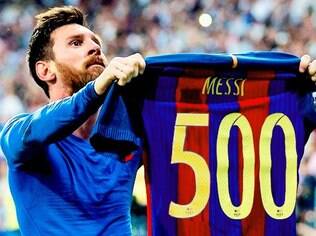 Em 577 jogos com a camisa azul e grená do Barcelona, Messi marcou 500 gols