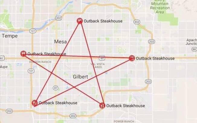 Conspiradores encontrar pentagramas em restaurantes do Outback em diferentes regiões nos Estados Unidos