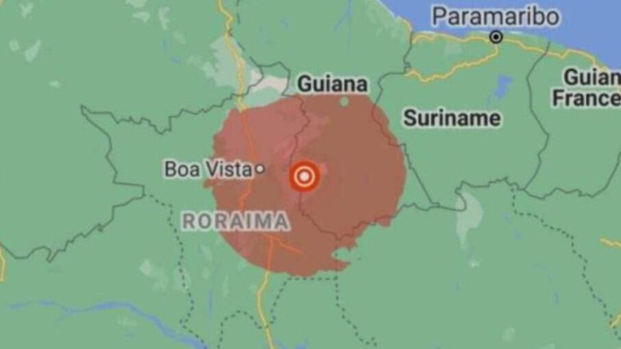 Tremor na fronteira entre a Guiana e o Brasil 