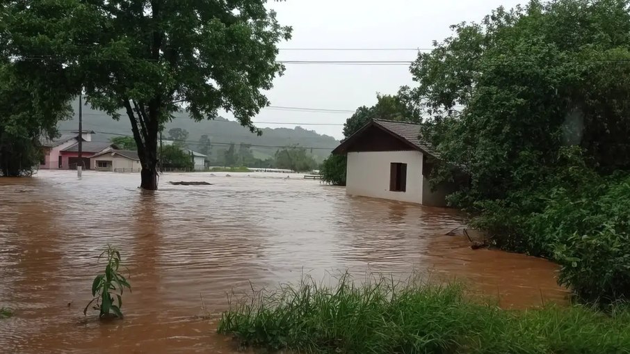 Risco de alagamentos no Rio Grande do Sul.