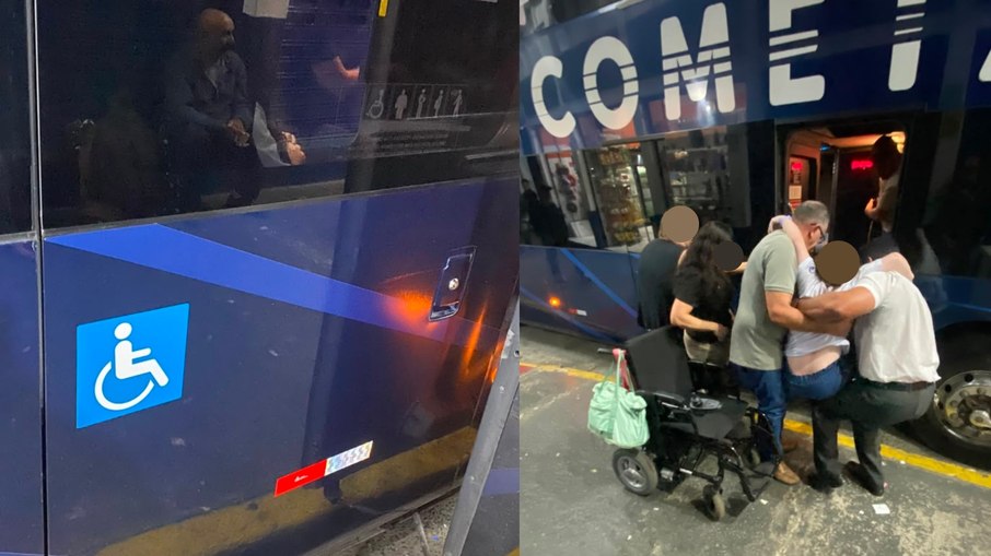 Passageira sendo carregada