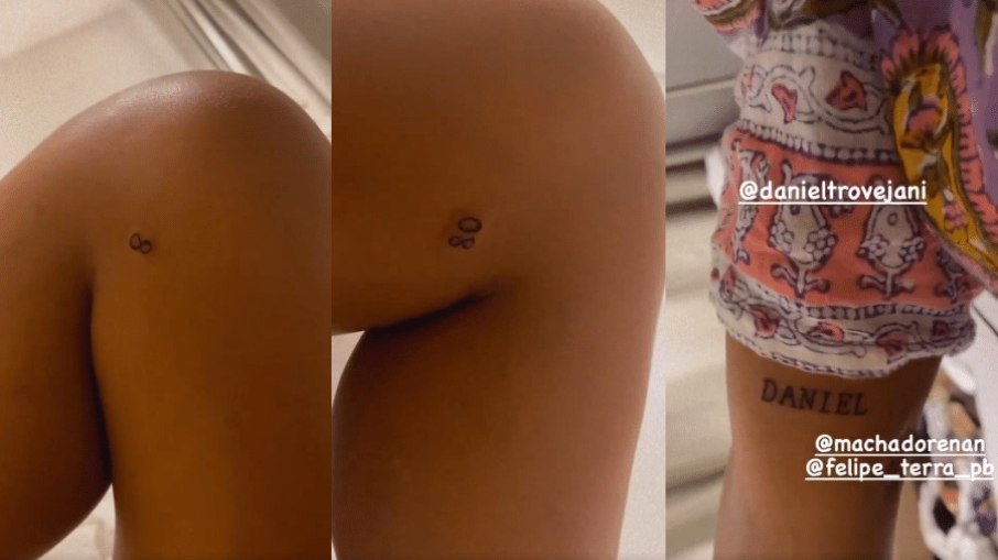 Na Itália, Anitta tatuou os números “8” e “80” em cada perna Na Itália, Anitta tatuou os números “8” e “80” em cada perna