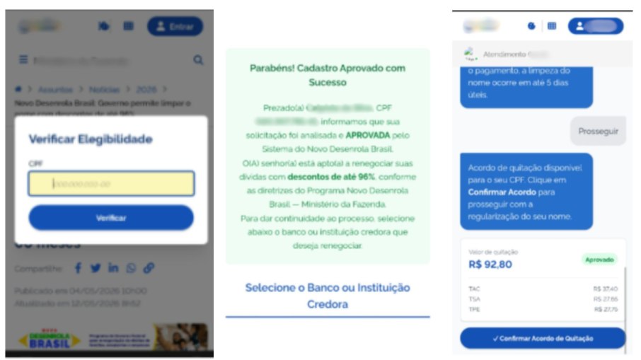 Golpe simula o layout e a identidade visual do governo federal