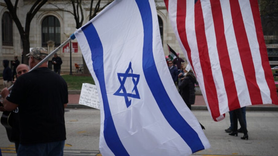 Bandeira de Israel e Estados Unidos