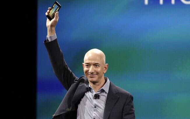 Jeff Bezos no lançamento do Amazon Fire Phone