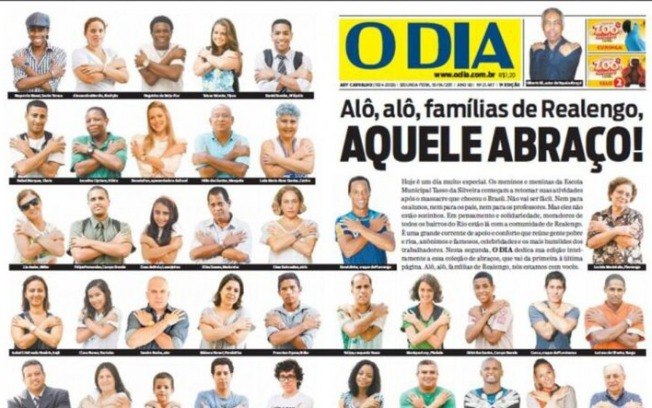Capa histórica do jornal O Dia após o massacre de Realengo Capa histórica do jornal O Dia após o massacre de Realengo