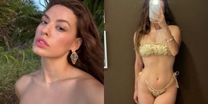 Beatriz Reis encerra 2024 com biquíni da bandeira do Brasil e agita a web