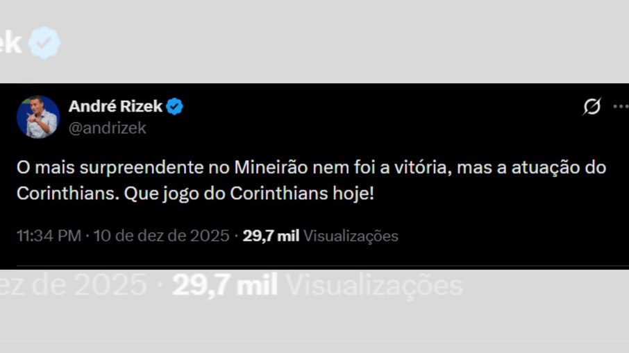 André Rizek repercute atuação do Corinthians