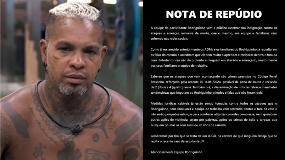BBB: time de Rodriguinho publica nota de repúdio após ameaças de morte