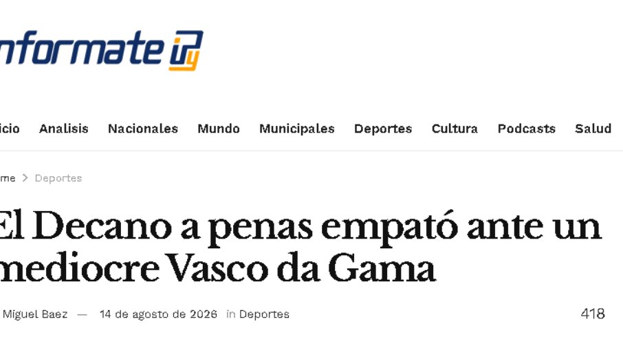 Imprensa paraguaia ataca Vasco após empate com Olimpia