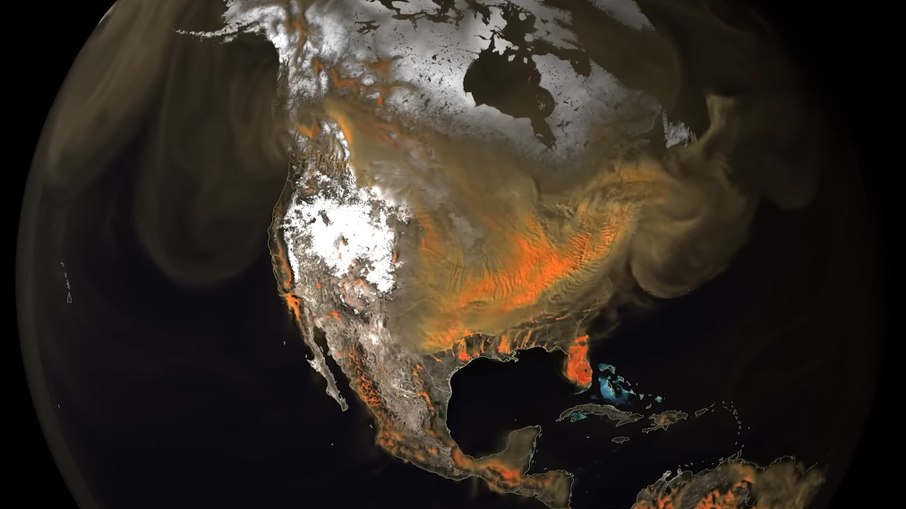 Nasa revelou imagens de uma nuvem de CO2 (dióxido de carbono) Nasa revelou imagens de uma nuvem de CO2 (dióxido de carbono)