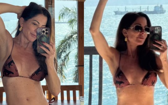 Ana Paula Padrão posa de biquíni e brinca: "Meu tipo de inverno"