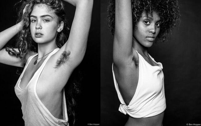 Segundo fotógrafo, as fotos das mulheres exibindo os pelos nas axilas servem como uma forma de protesto à indústria