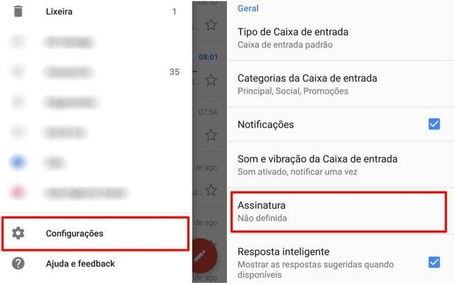 Aplicativo do Gmail para dispositivos móveis não oferece opções de formatação para a assinatura