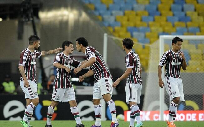 Fluminense comemora gol de Conca diante do Boavista pelo Carioca. Foto: Dhavid Normando/Futura Press