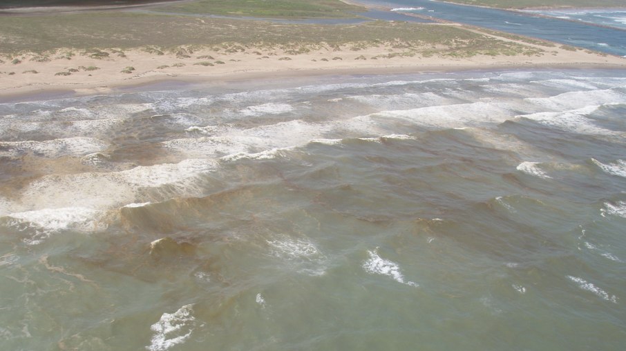Maré vermelha de Karenia brevis ao longo da costa da Flórida em 2002