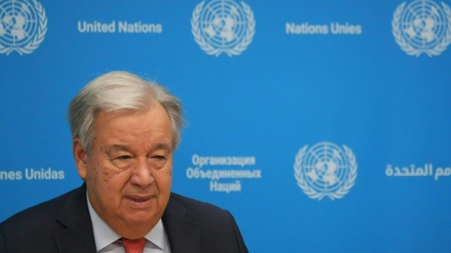 O secretário-geral da ONU, António Guterres, durante coletiva de imprensa em Nova York, em 18 de setembro de 2024