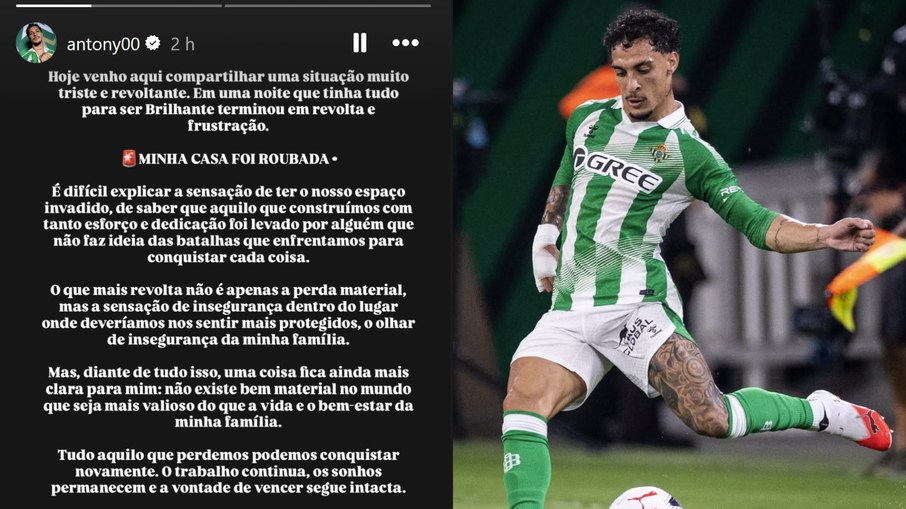 Antony publica relato nas redes sociais após ter sua casa invadida durante jogo da Champions