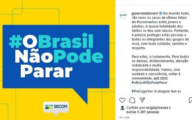 Justiça suspendeu campanha de Bolsonaro contra isolamento social