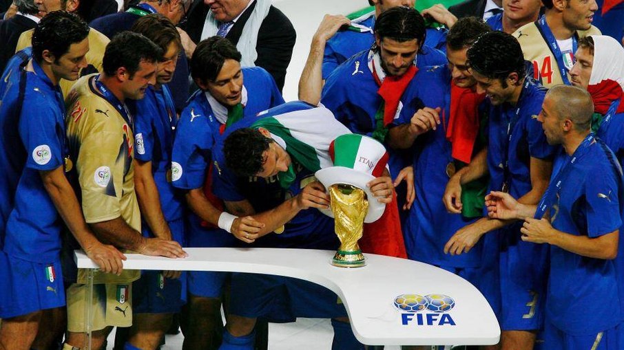 Seleção italiana comemora vitória da Copa do Mundo de 2006 Seleção italiana comemora vitória da Copa do Mundo de 2006