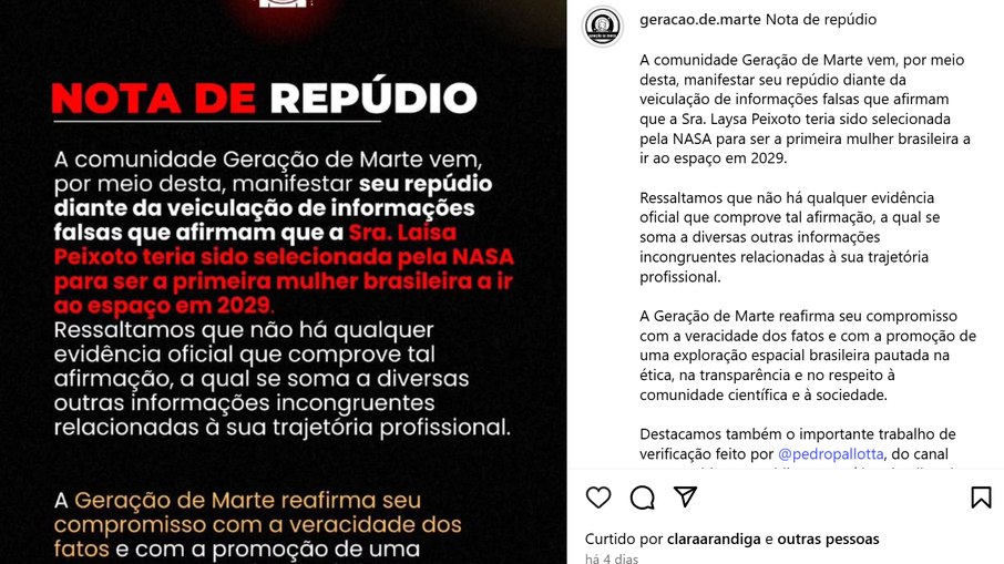 Nota de repúdio publicada pelo grupo de pesquisa Geração de Marte Nota de repúdio publicada pelo grupo de pesquisa Geração de Marte