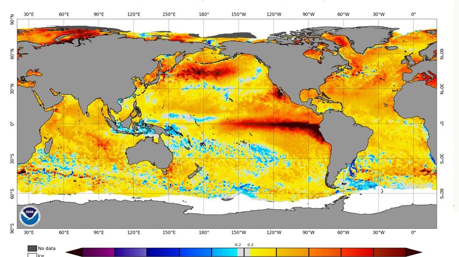 Mapas apontam aquecimento recorde no Pacífico equatorial, na chamada Niño 3.4 Mapas apontam aquecimento recorde no Pacífico equatorial, na chamada Niño 3.4