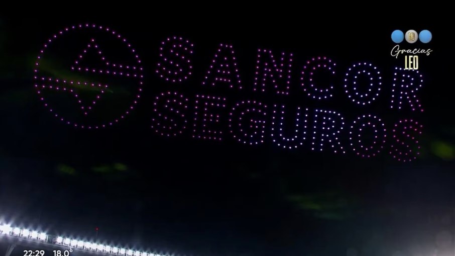 Ação dos patrocinadores durante despedida do Messi