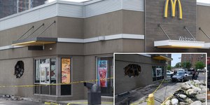 Carro "voa" e abre buraco em McDonald's cheio de clientes