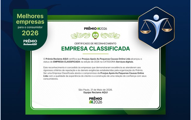 Procjus é classificada para o Prêmio Reclame AQUI 2026
