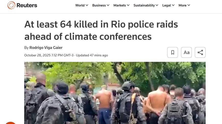 A agência Reuters destacou a proximidade da operação com a COP30. A agência Reuters destacou a proximidade da operação com a COP30.