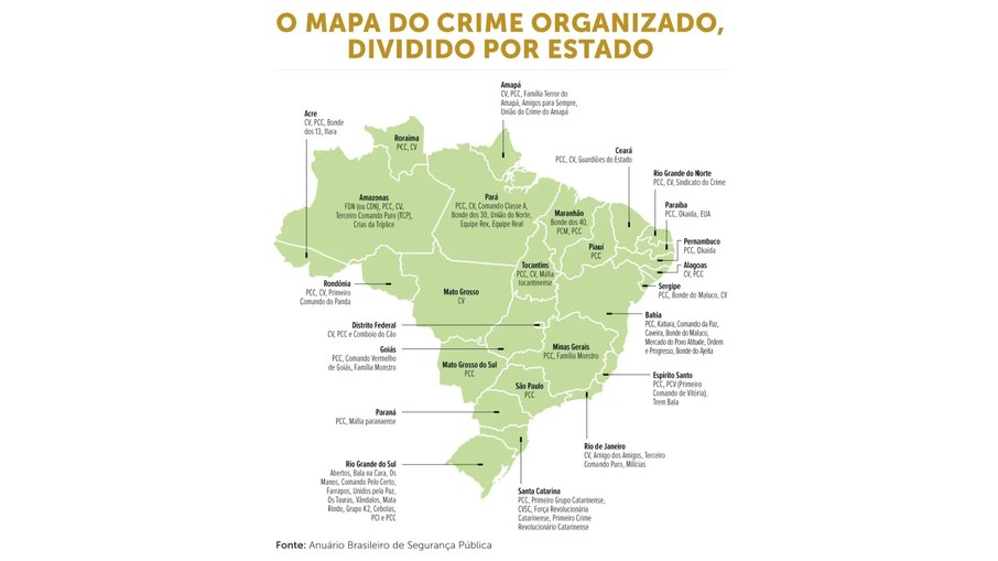 Mapa do crime organizado no Brasil